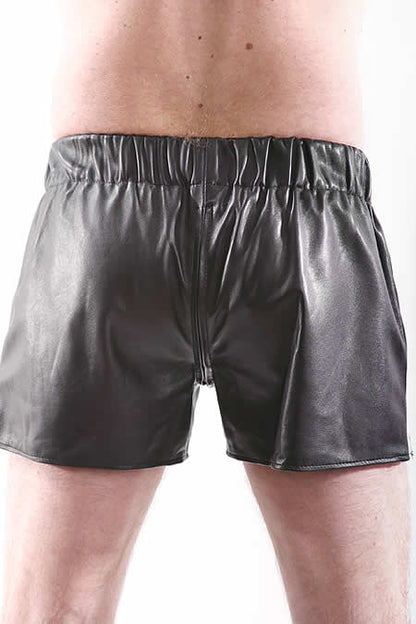 Leder-Boxershort Doppel-Streifen in WEISS