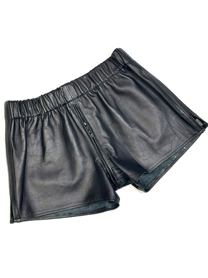 Leder-Boxershort Doppel-Streifen in SCHWARZ