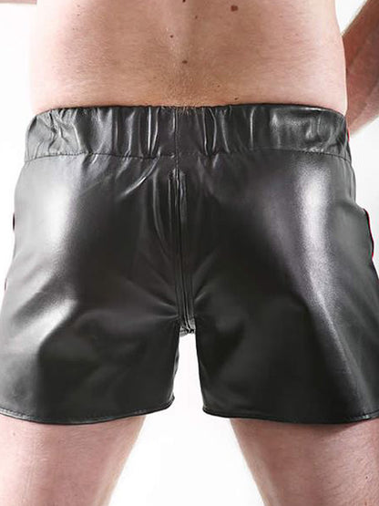 Leder-Boxershort Doppel-Streifen in SCHWARZ