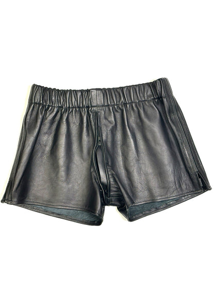 Leder-Boxershort Doppel-Streifen in SCHWARZ