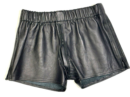 Leder-Boxershort Doppel-Streifen in SCHWARZ