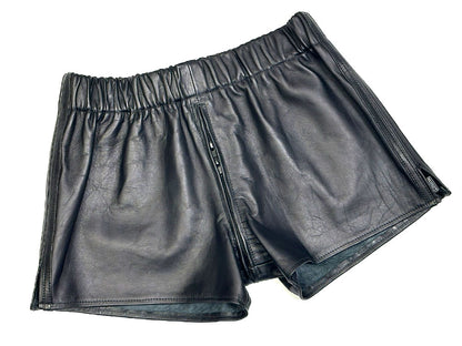 Leder-Boxershort Doppel-Streifen in SCHWARZ