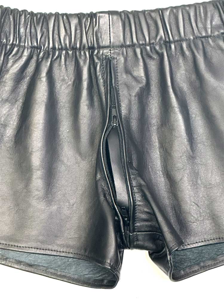 Leder-Boxershort Doppel-Streifen in SCHWARZ