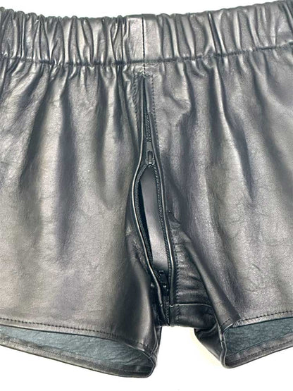 Leder-Boxershort Doppel-Streifen in SCHWARZ