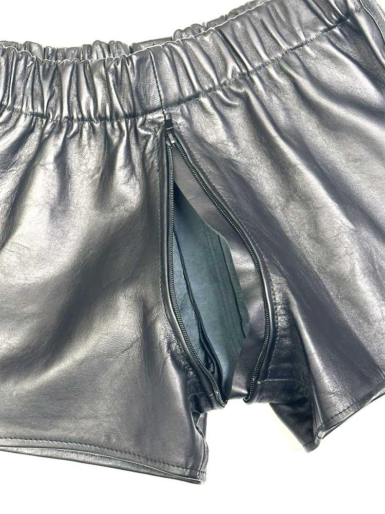 Leder-Boxershort Doppel-Streifen in SCHWARZ
