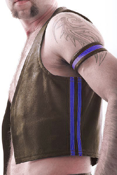 SPEXTER Lederweste mit Doppelstreifen BLAU