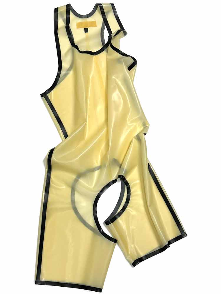 SPEXTER Rubber Trägeranzug offen transparent - schwarz