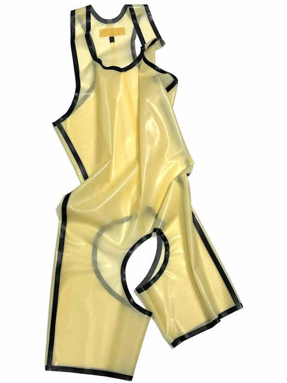 SPEXTER Rubber Trägeranzug offen transparent - schwarz