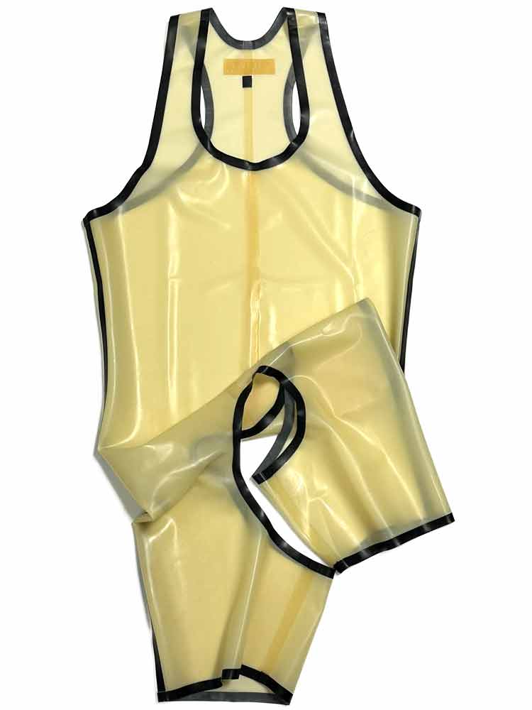 SPEXTER Rubber Trägeranzug offen transparent - schwarz