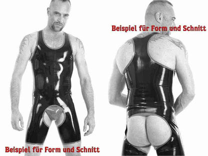 SPEXTER Rubber Trägeranzug offen transparent - schwarz