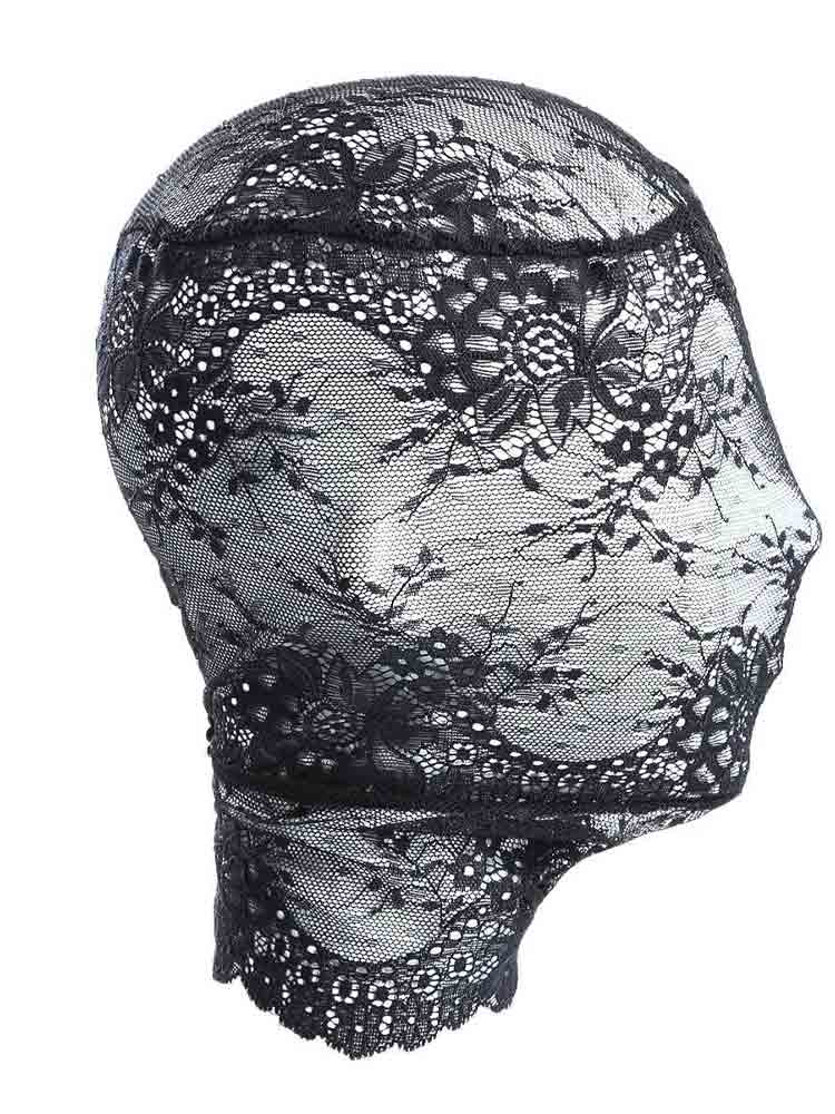 Kopfstrumpfmaske schwarze Spitze