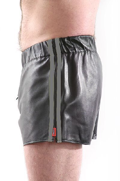 Leder-Boxershort Doppel-Streifen in BLAU - S 