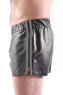 Leder-Boxershort Doppel-Streifen in BLAU - S 