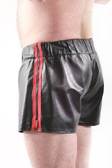 Leder-Boxershort Doppel-Streifen in ROT