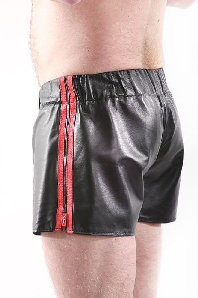 Leder-Boxershort Doppel-Streifen in ROT