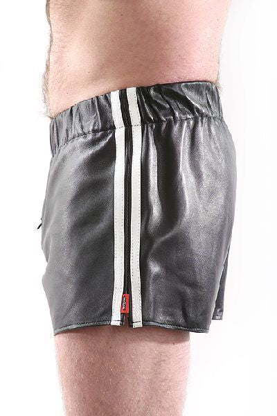 Leder-Boxershort Doppel-Streifen in WEISS