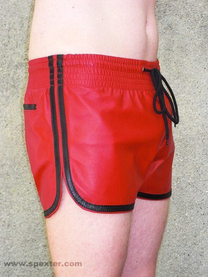 Leder-Sport/Boxershort, rot-schwarz