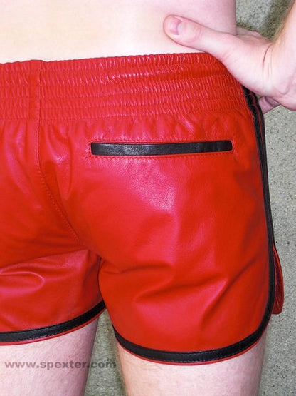 Leder-Sport/Boxershort, rot-schwarz