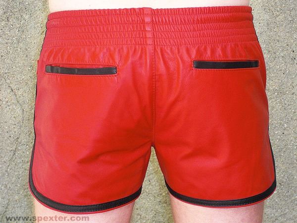 Leder-Sport/Boxershort, rot-schwarz