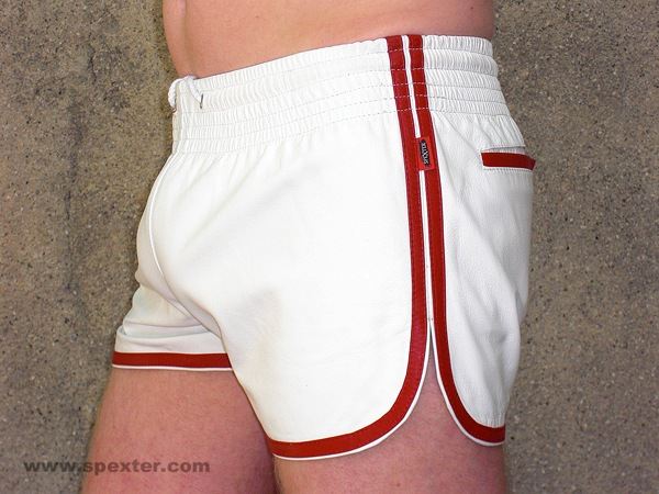 Leder-Sport/Boxershort, weiss-rot