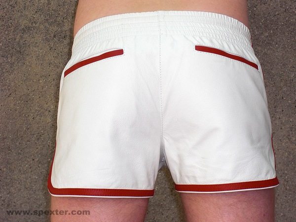 Leder-Sport/Boxershort, weiss-rot