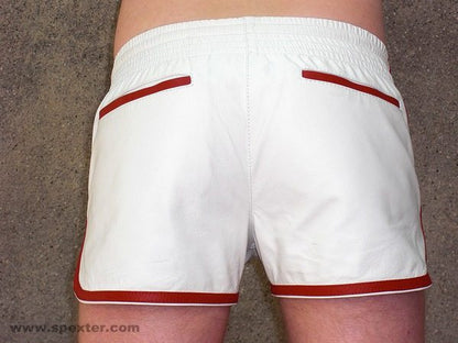Leder-Sport/Boxershort, weiss-rot