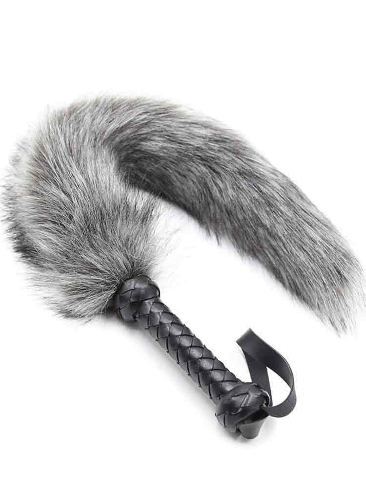 Streichel-Fellpeitsche 45cm grau