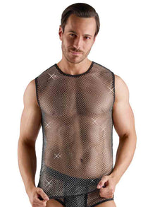 Herren-Netzshirt mit Glitzersteinen