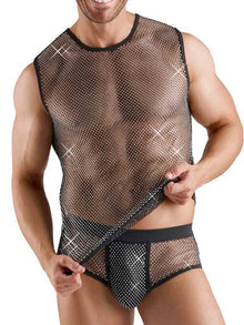 Herren-Netzshirt mit Glitzersteinen