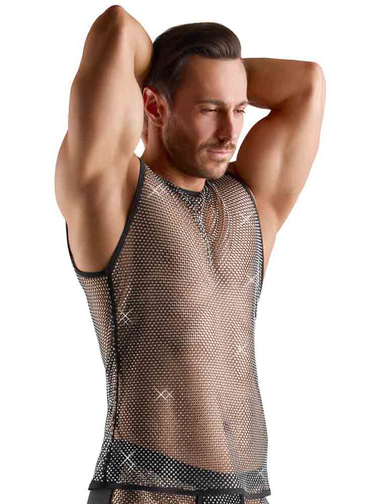 Herren-Netzshirt mit Glitzersteinen