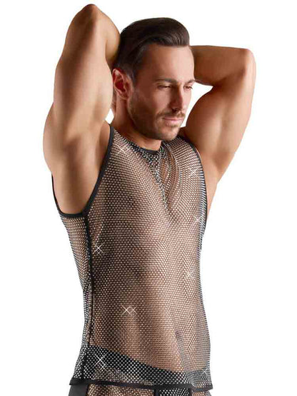Herren-Netzshirt mit Glitzersteinen