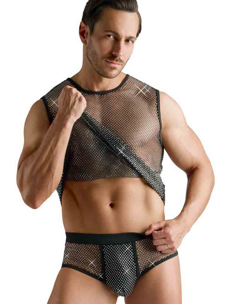 Herren-Netzshirt mit Glitzersteinen