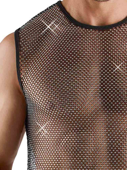 Herren-Netzshirt mit Glitzersteinen