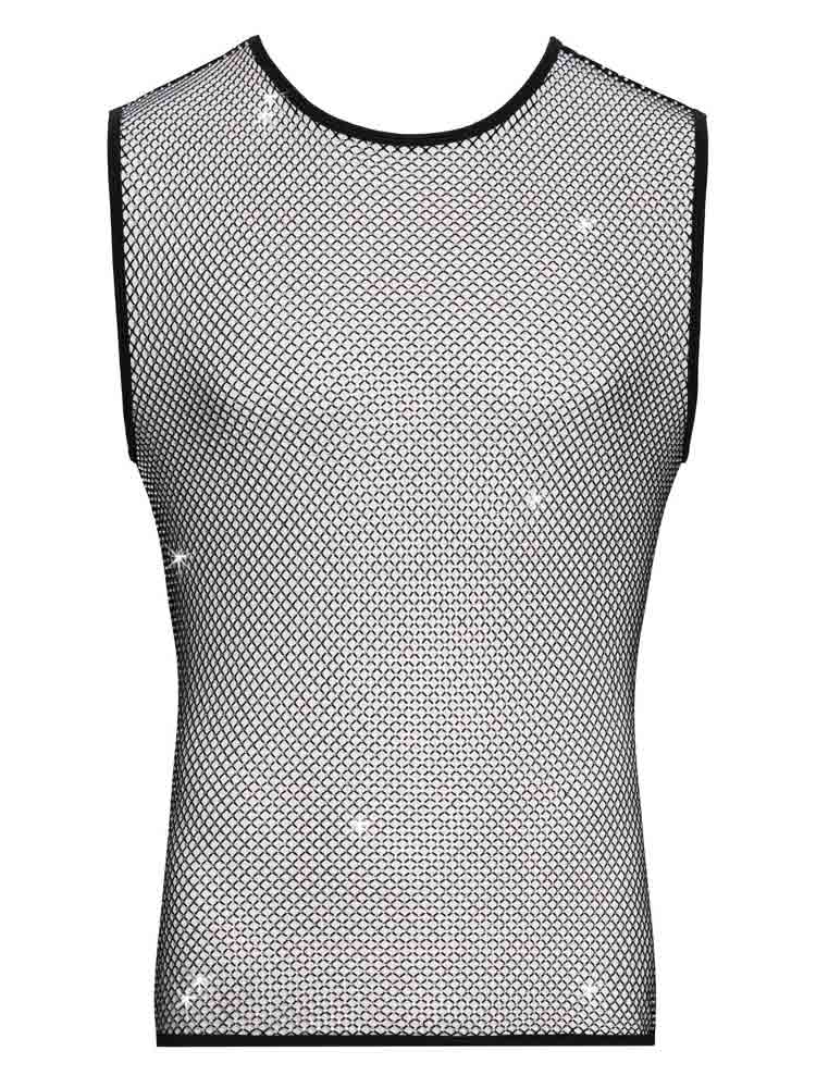 Herren-Netzshirt mit Glitzersteinen