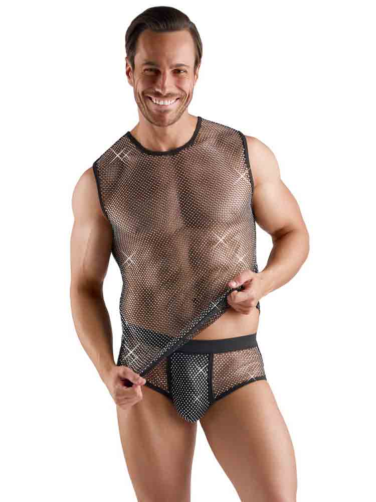 Herren-Netzshirt mit Glitzersteinen