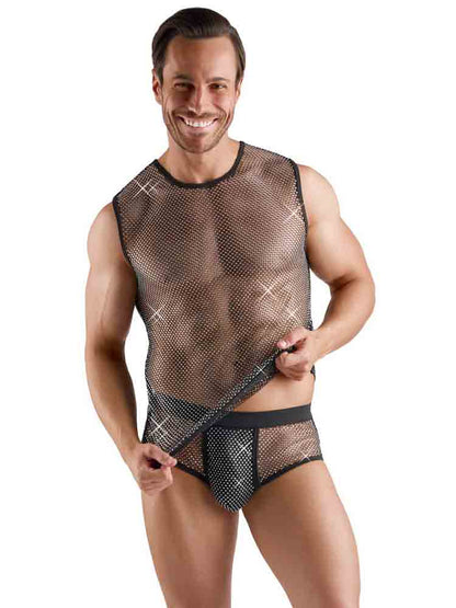 Herren-Netzshirt mit Glitzersteinen