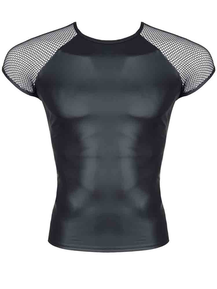 T-Shirt Kurzarm Mesheinsatz schwarz