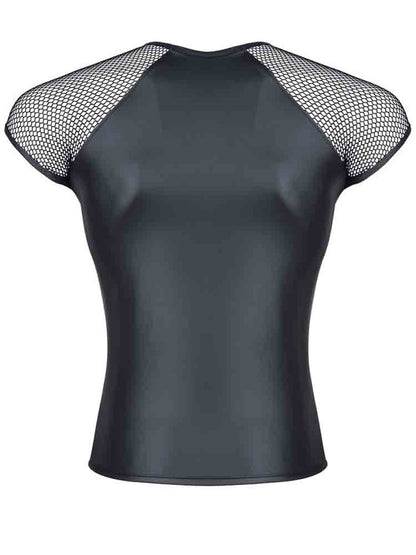 T-Shirt Kurzarm Mesheinsatz schwarz