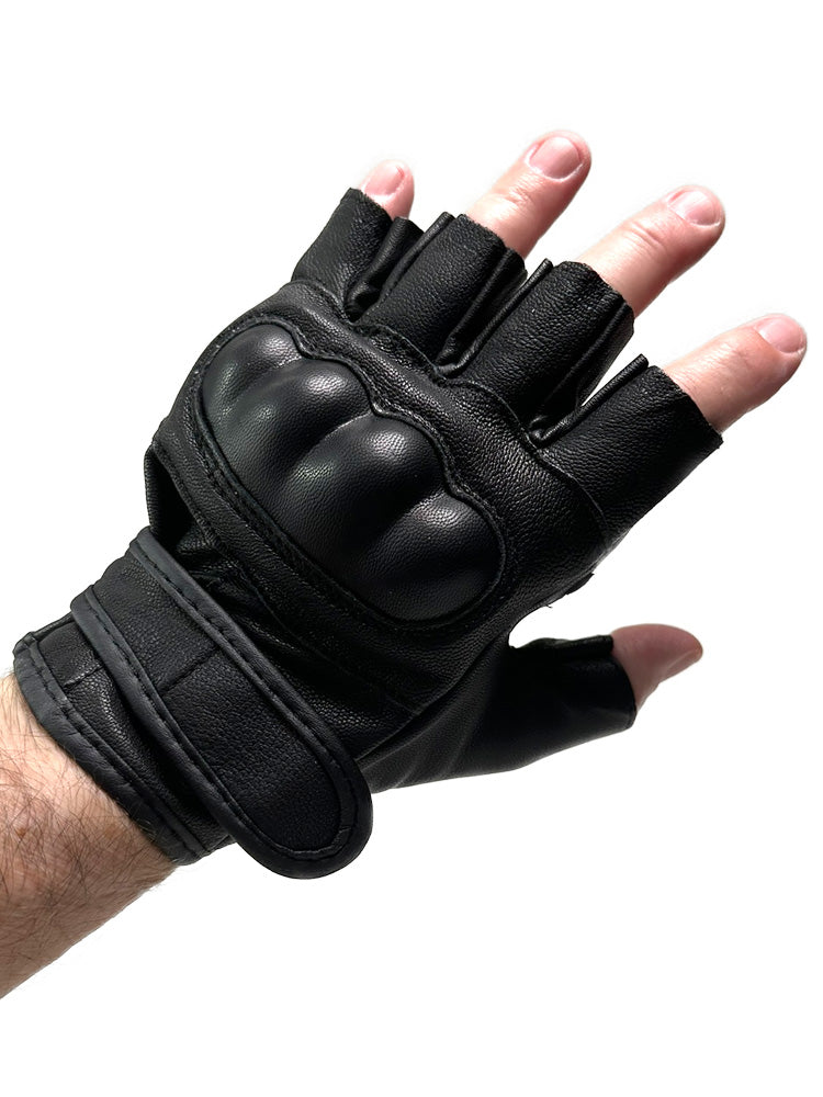Tactical Lederhandschuhe Fingerlinge schwarz
