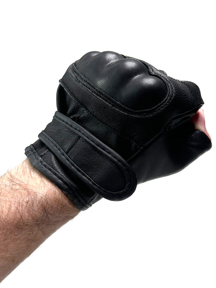Tactical Lederhandschuhe Fingerlinge schwarz