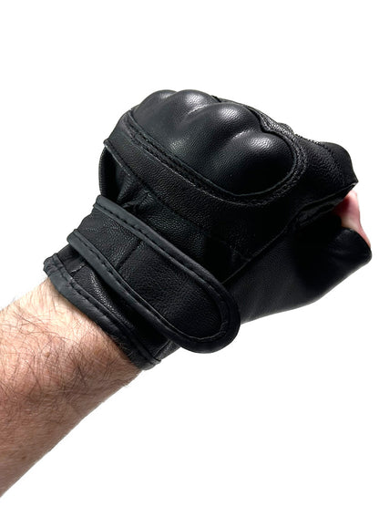 Tactical Lederhandschuhe Fingerlinge schwarz
