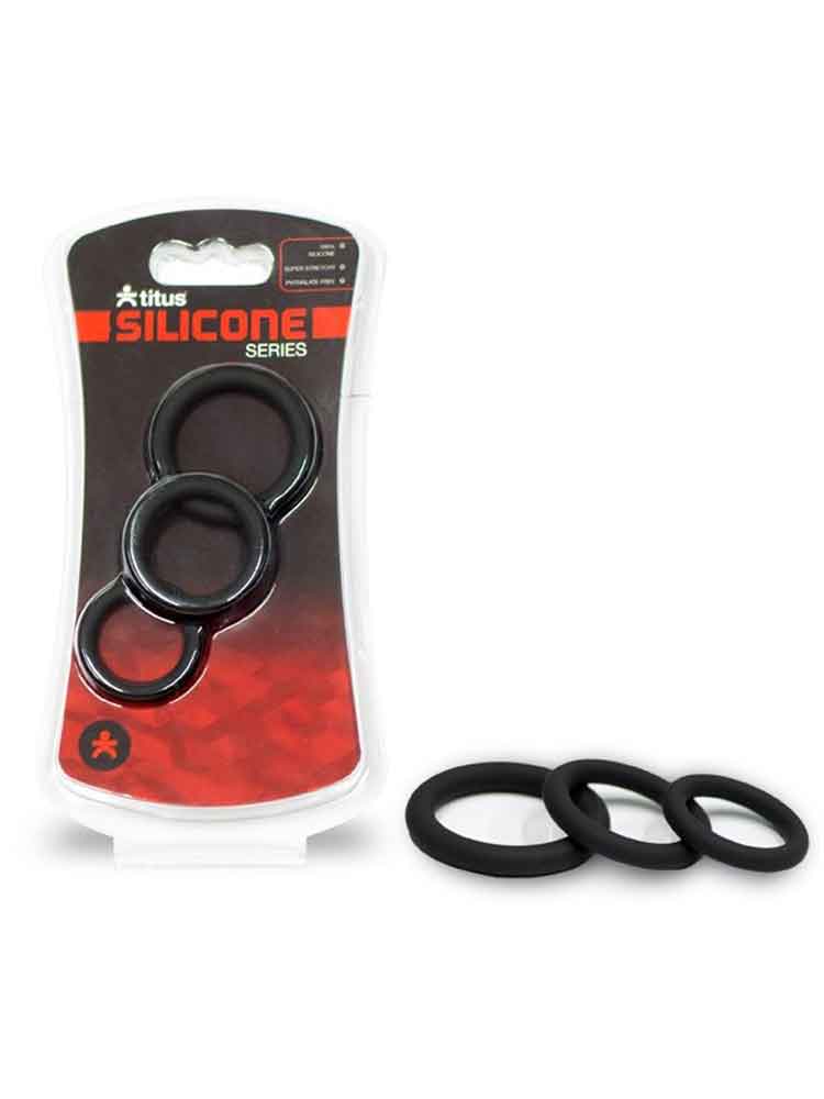 Titus Silikon Penis-Eichelringe 3er Set - schwarz