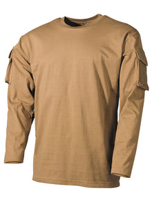 US Shirt langarm mit Ärmeltaschen, tropenbraun