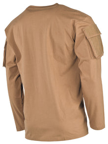 US Shirt langarm mit Ärmeltaschen, tropenbraun