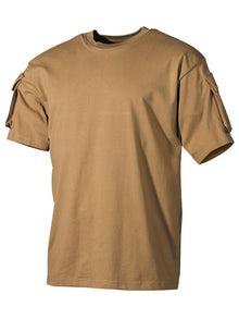 US T-Shirt kurzarm mit Ärmeltaschenmeltaschen, tropenbraun