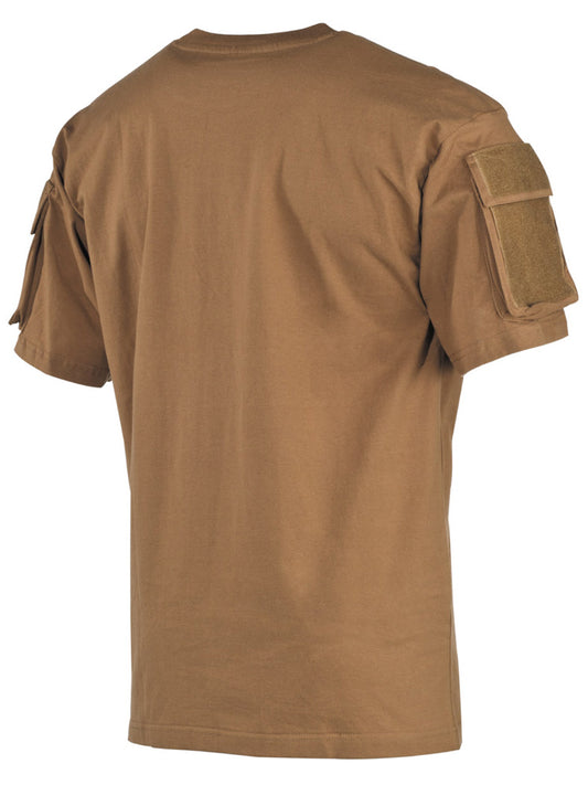 US T-Shirt kurzarm mit Ärmeltaschenmeltaschen, tropenbraun