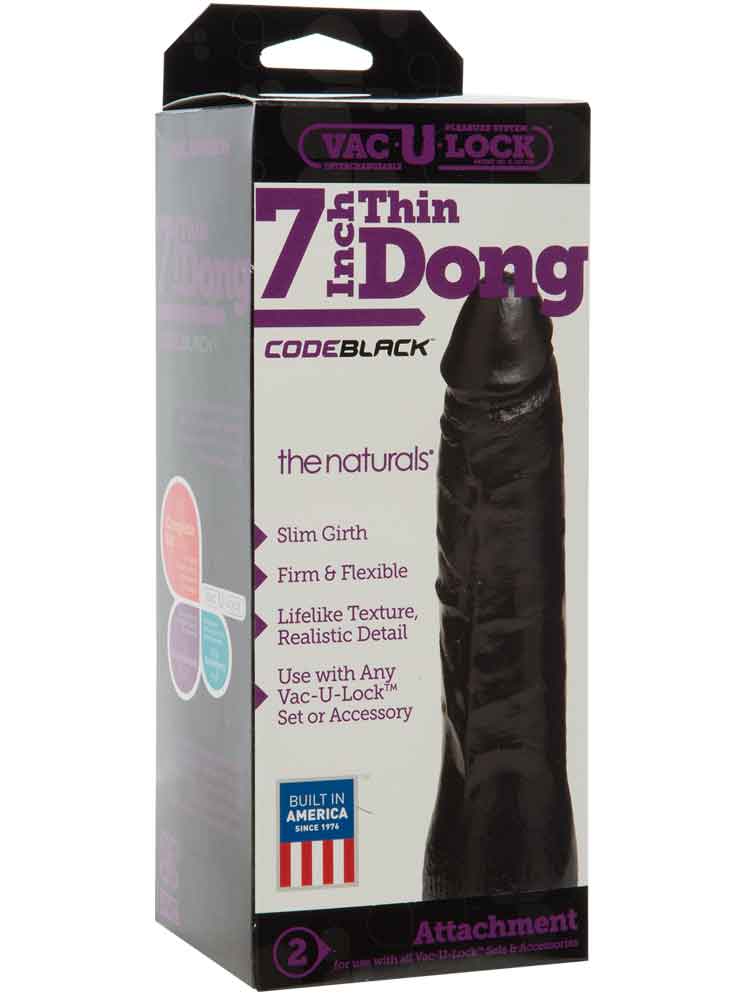 VAC-U-LOCK 7 inch THIN Dildo - schwarz