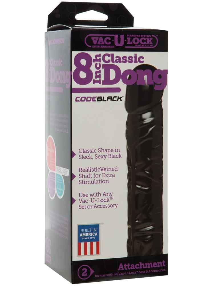 VAC-U-LOCK 8 inch Classic Dildo - schwarz
