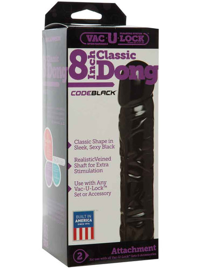 VAC-U-LOCK 8 inch Classic Dildo - schwarz