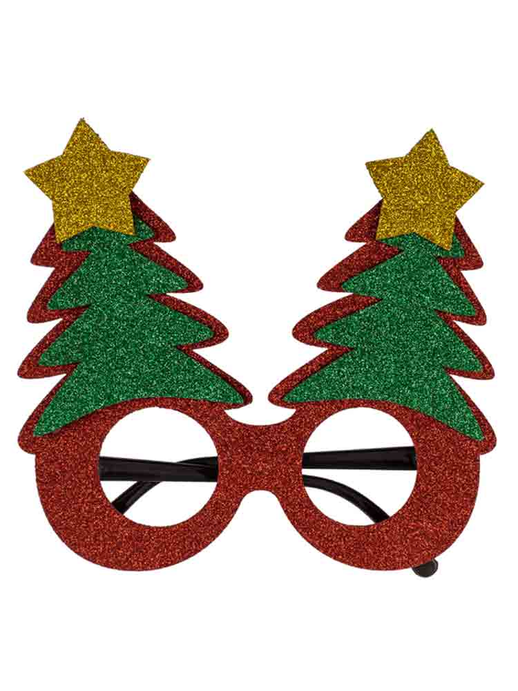 Weihnachten Spaß-Brille - Rot mit Baum